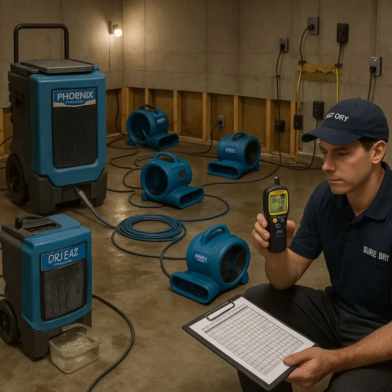 Structural Drying and Dehumidification process in Glen Avon, CA